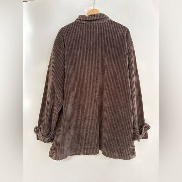 Flax Brown Oversized Corduroy Jacket with Front Pockets - Picture 2 of 5